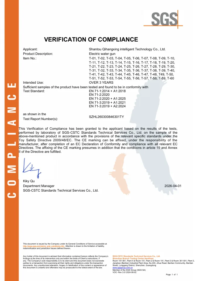 CE / EN 71 verification of compliance