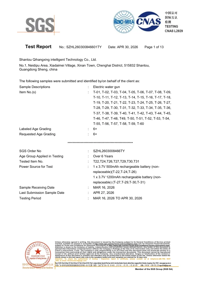 EN IEC 62115 electrical toy test report