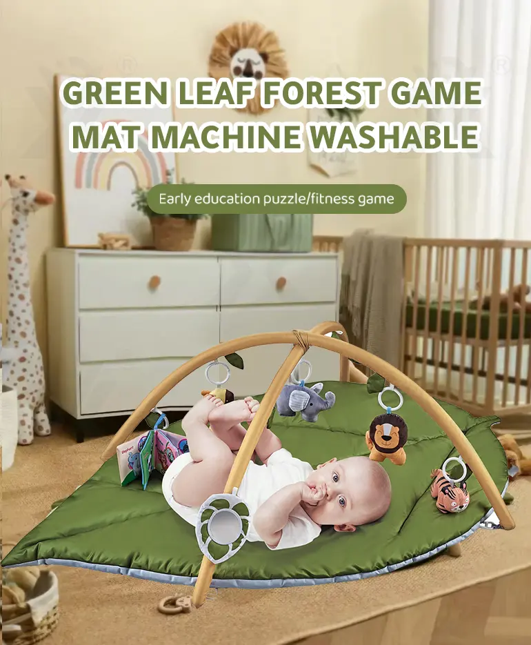 Baby Play Mat Gyms, “Forest Leaf” Shape, with Wooden Stand · TV10681 · detail image 1 of 8