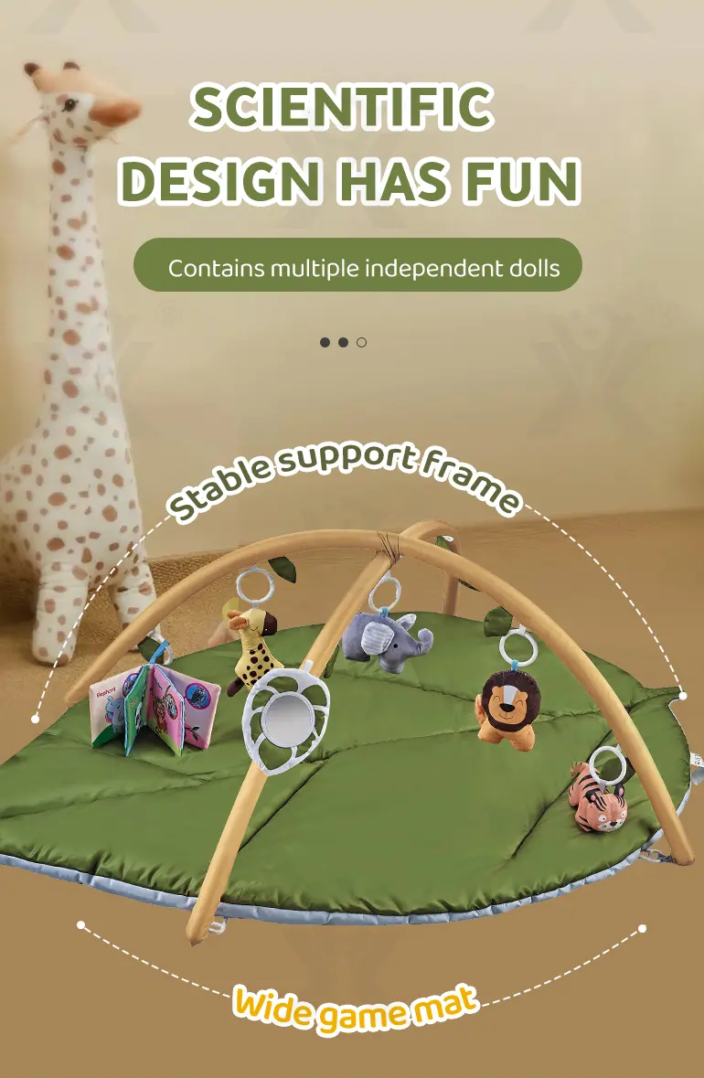 Baby Play Mat Gyms, “Forest Leaf” Shape, with Wooden Stand · TV10681 · detail image 3 of 8