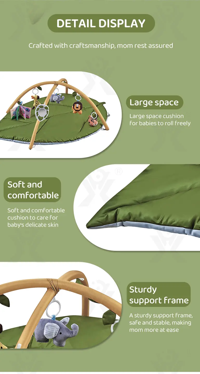 Baby Play Mat Gyms, “Forest Leaf” Shape, with Wooden Stand · TV10681 · detail image 6 of 8
