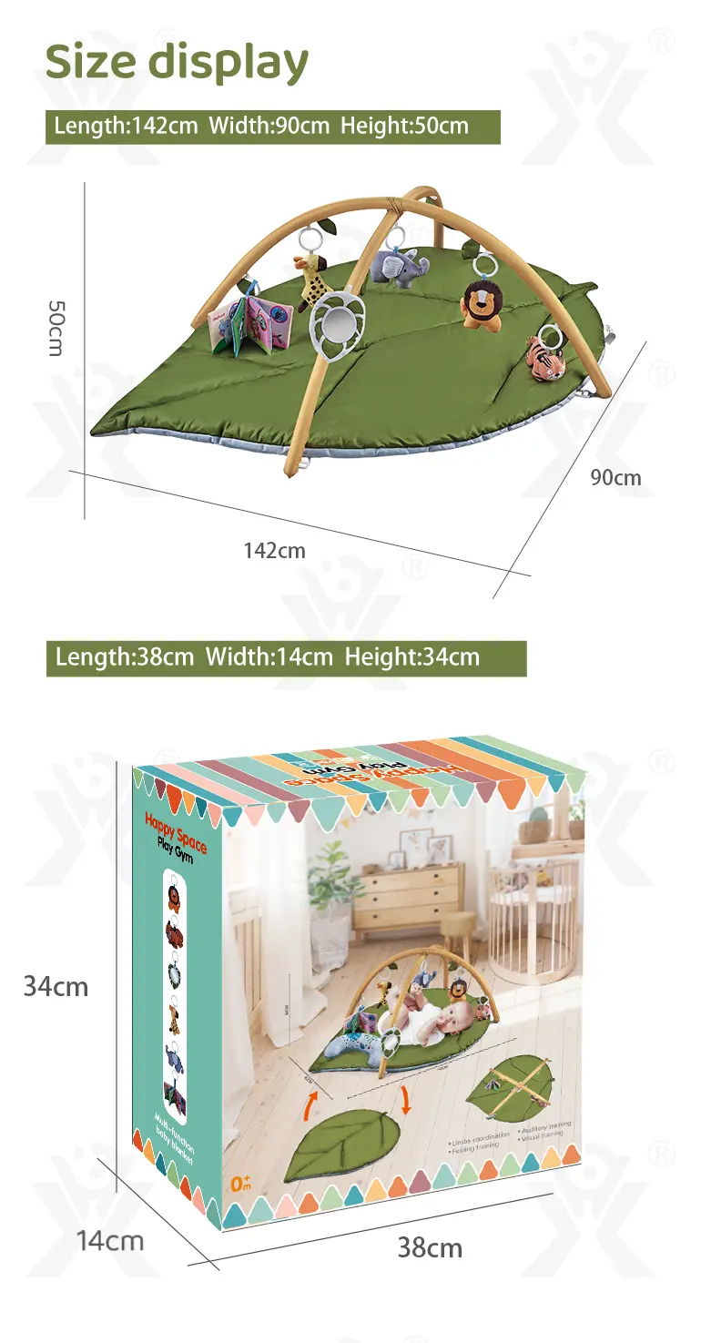 Baby Play Mat Gyms, “Forest Leaf” Shape, with Wooden Stand · TV10681 · detail image 8 of 8