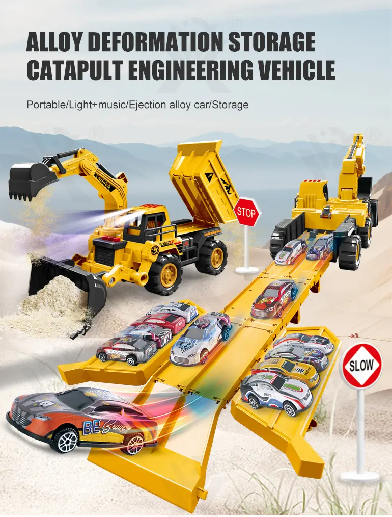 Construction Vehicle Toy Set, Includes a Toy Cars and a Modular Track Component · TV10683 · detail image 1 of 8