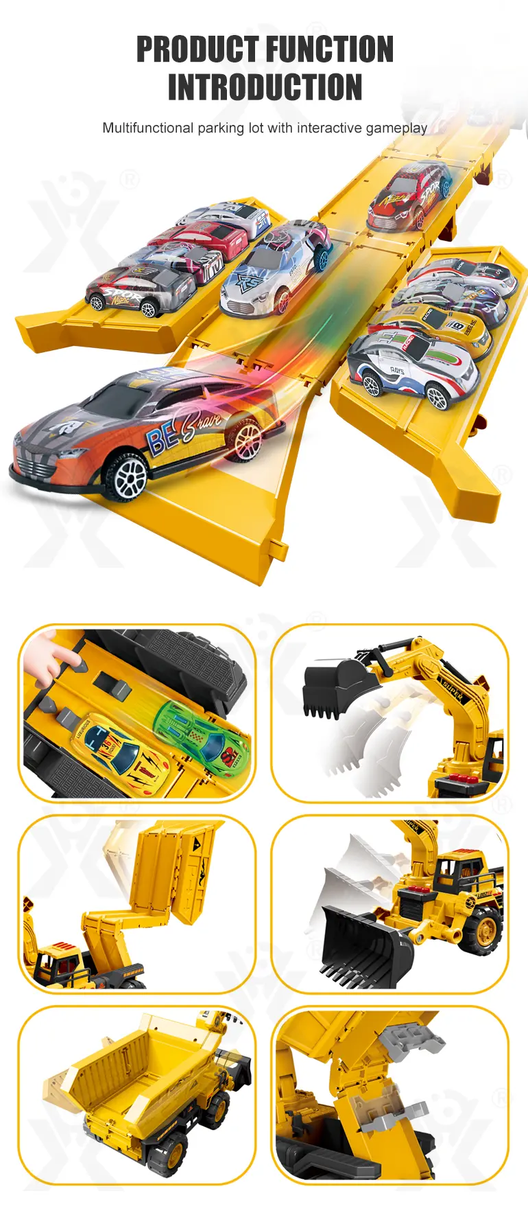 Construction Vehicle Toy Set, Includes a Toy Cars and a Modular Track Component · TV10683 · detail image 3 of 8