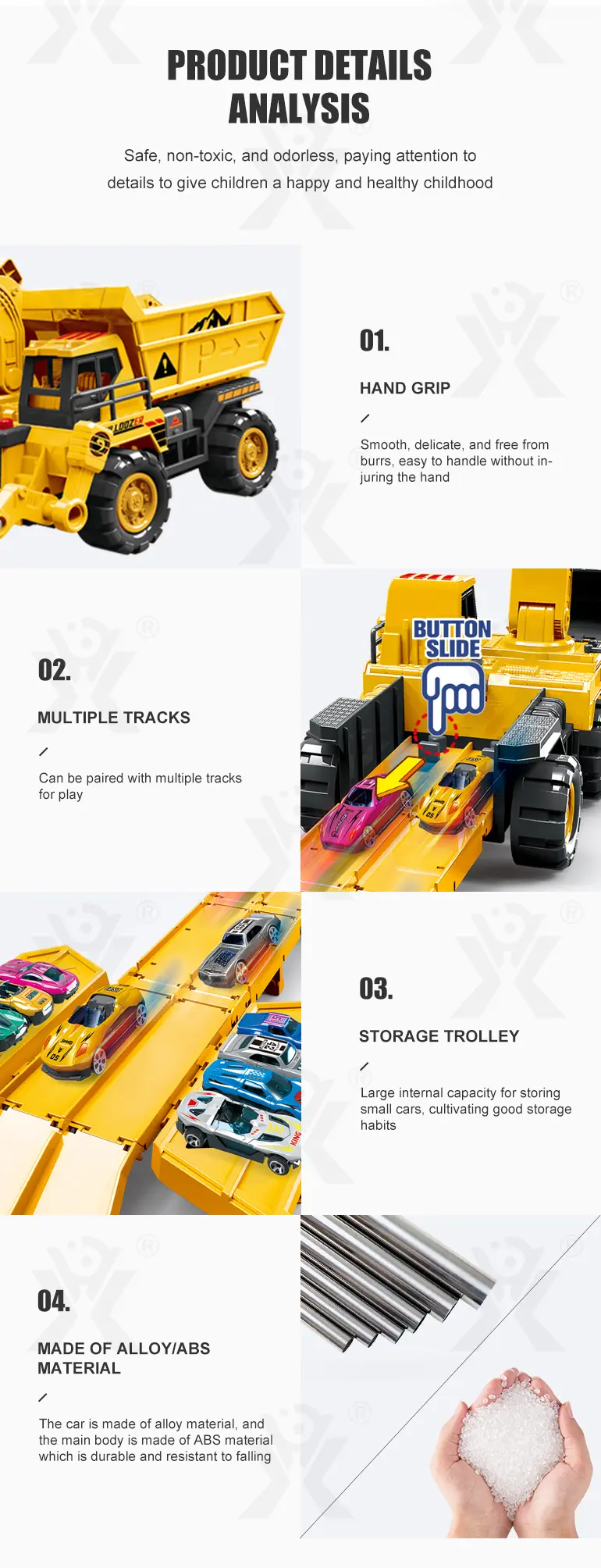 Construction Vehicle Toy Set, Includes a Toy Cars and a Modular Track Component · TV10683 · detail image 5 of 8