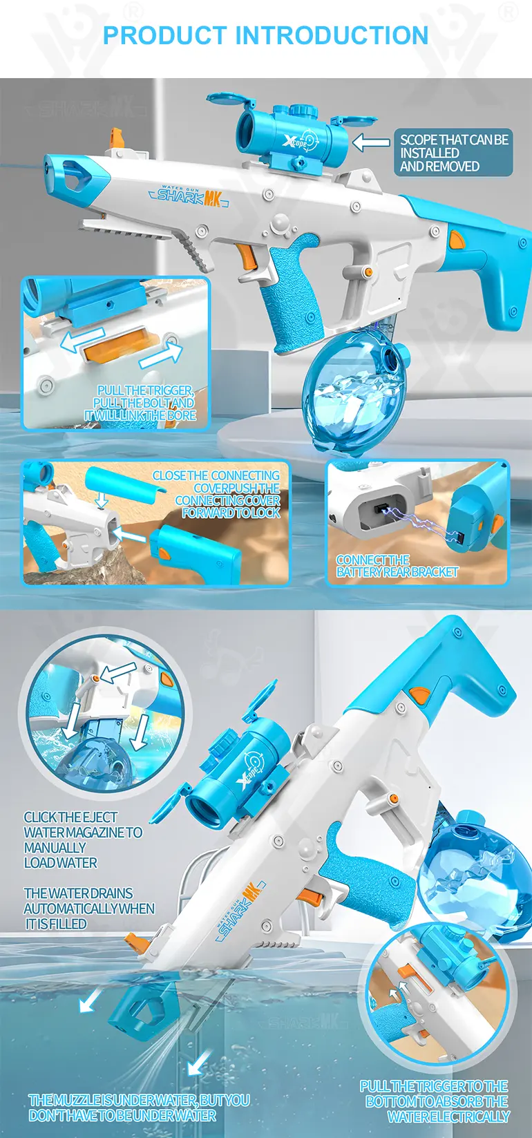 Water Guns, Bulk Kids Water Gun Toys for Sale, with Electric Automatic Continuous Shooting System · TV10684 · detail image 4 of 7