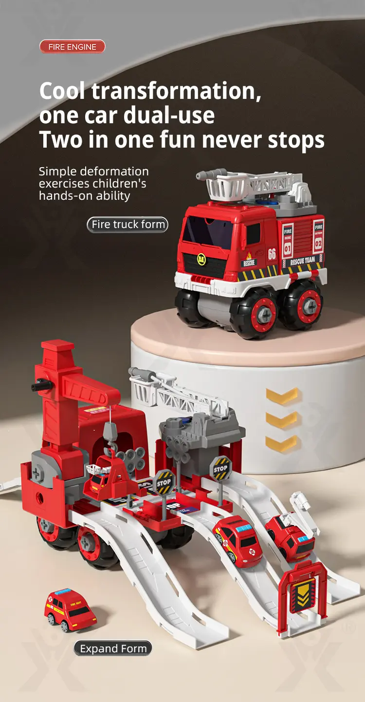 Fire Truck Toy Sets, With Deformable Track, Support OEM/ODM · TV10669 · detail image 3 of 12