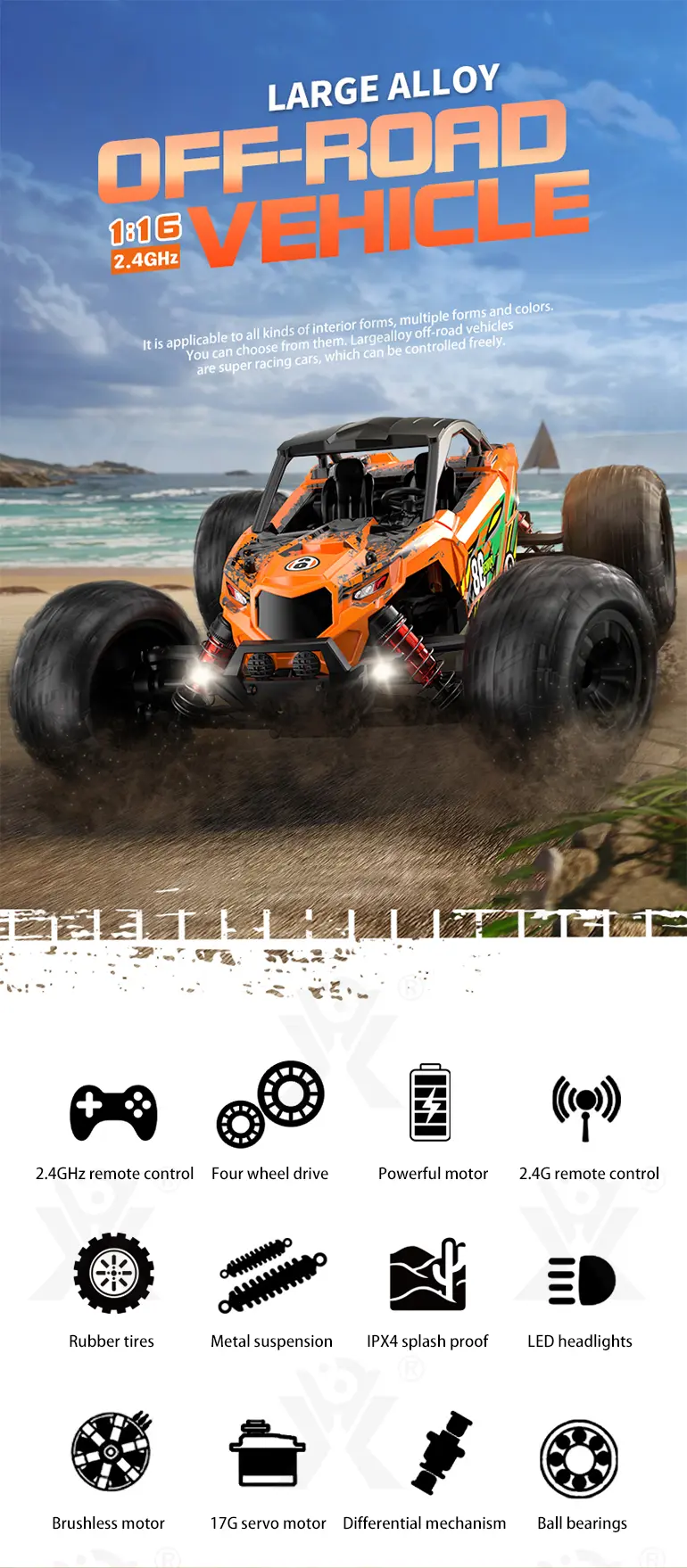 High-Speed RC Cars, 36km/h, 1:16 Simulation Car Body, Six Colors Available · TV10703 · detail image 1 of 12