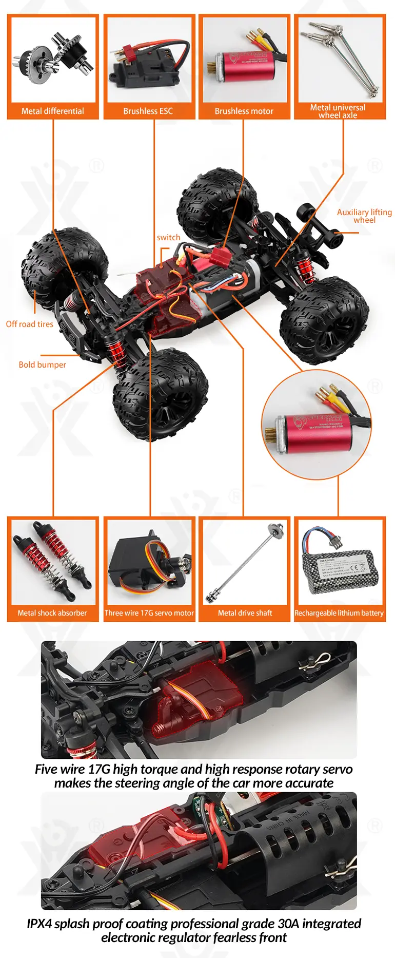 High-Speed RC Cars, 36km/h, 1:16 Simulation Car Body, Six Colors Available · TV10703 · detail image 4 of 12