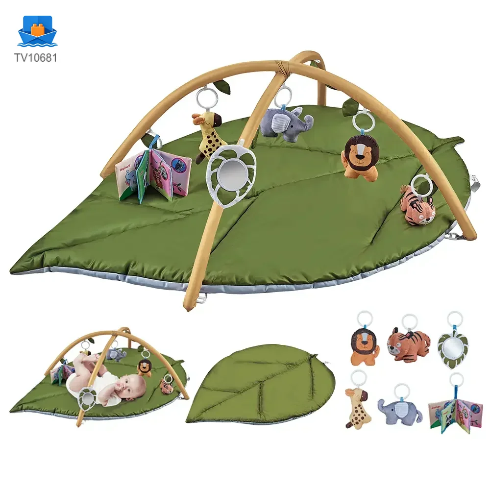 Baby Play Mat Gyms, “Forest Leaf” Shape, with Wooden Stand · TV10681 · product photo 1 of 7