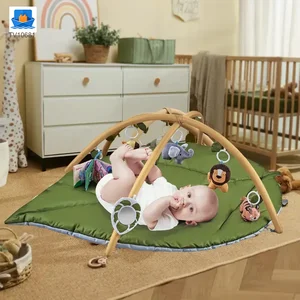 Baby Play Mat Gyms, “Forest Leaf” Shape, with Wooden Stand · TV10681 · product photo 4 of 7