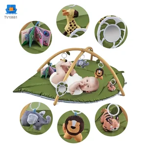 Baby Play Mat Gyms, “Forest Leaf” Shape, with Wooden Stand · TV10681 · product photo 5 of 7