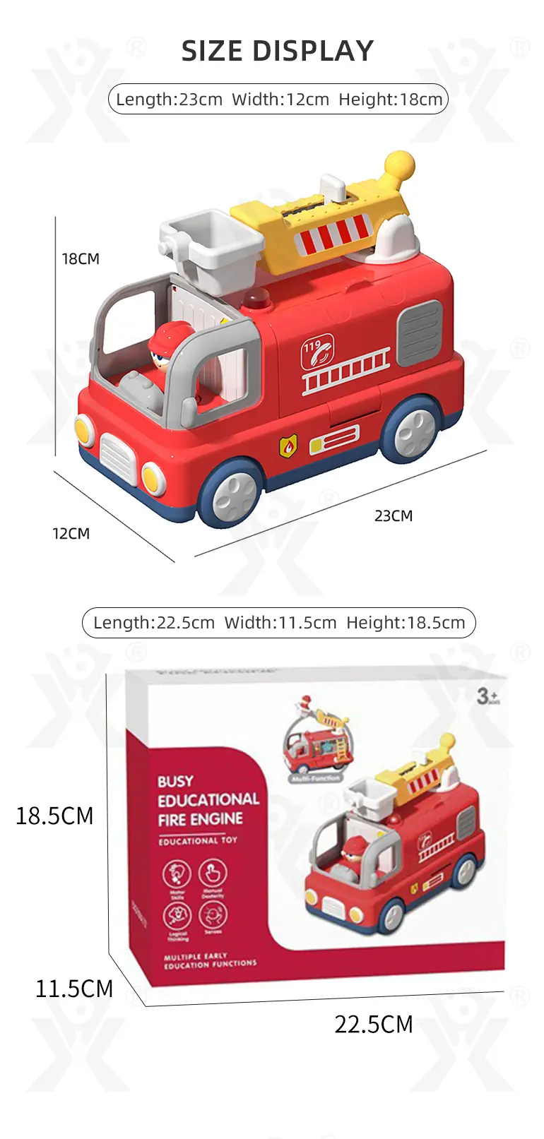 Interactive Firefighter Truck Toy with Rotating Ladder, Sound & Light Effects · TV10667 · detail image 9 of 9