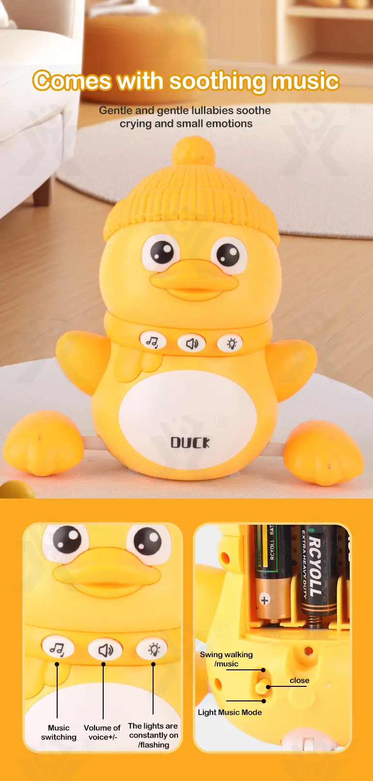 Magnetic Crawling Duck Toy for Babies-Music, Light & Interactive Play · TV10665 · detail image 6 of 9