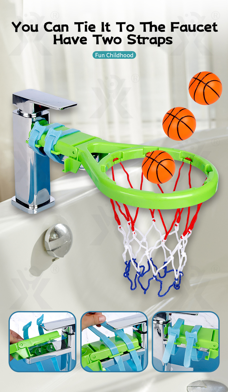 2-in-1 Kids’ Bath Basketball Hoop Toy with Suction Cups & Straps · TV10647 · detail image 2 of 9