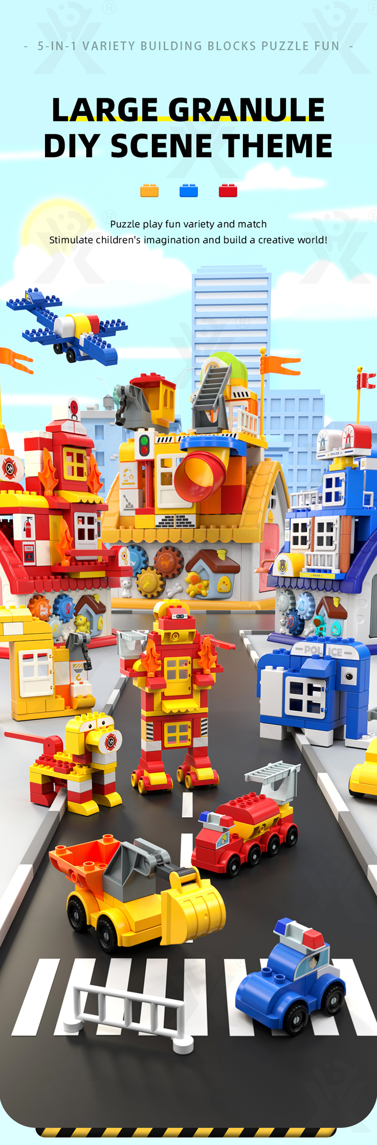 5-in-1 Police Station Building Blocks Toy for Kids · TV10520 · detail image 1 of 17
