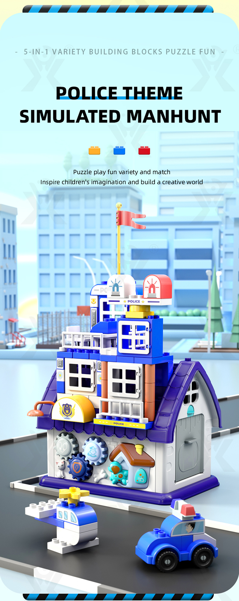 5-in-1 Police Station Building Blocks Toy for Kids · TV10520 · detail image 5 of 17