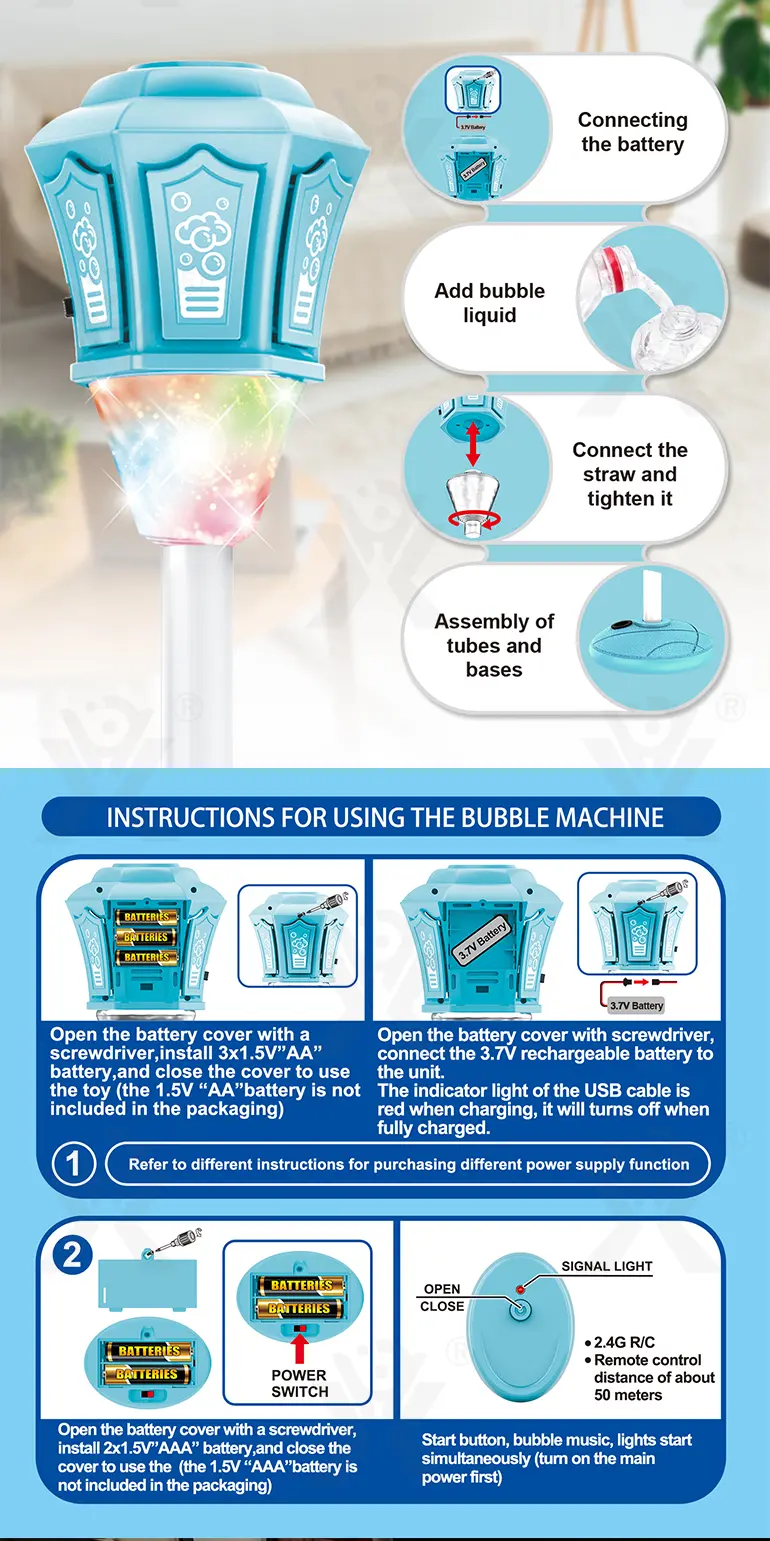 Remote Control Standing Bubble Machines with Lights & Music · TV10659 · detail image 5 of 8
