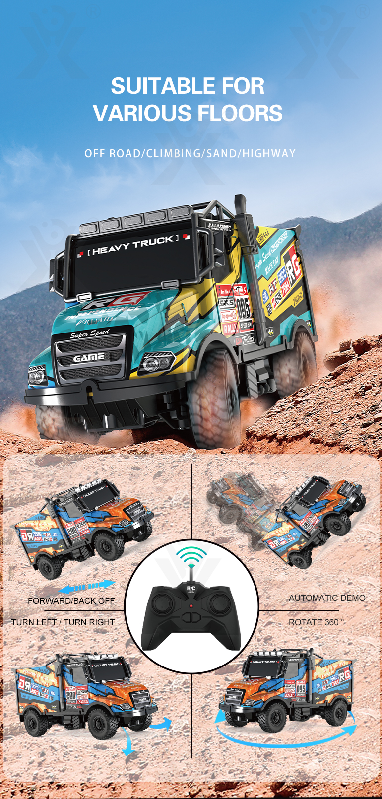 RC Truck Rally Toy For Kids, All-terrain Tyres · TV10522 · detail image 3 of 6