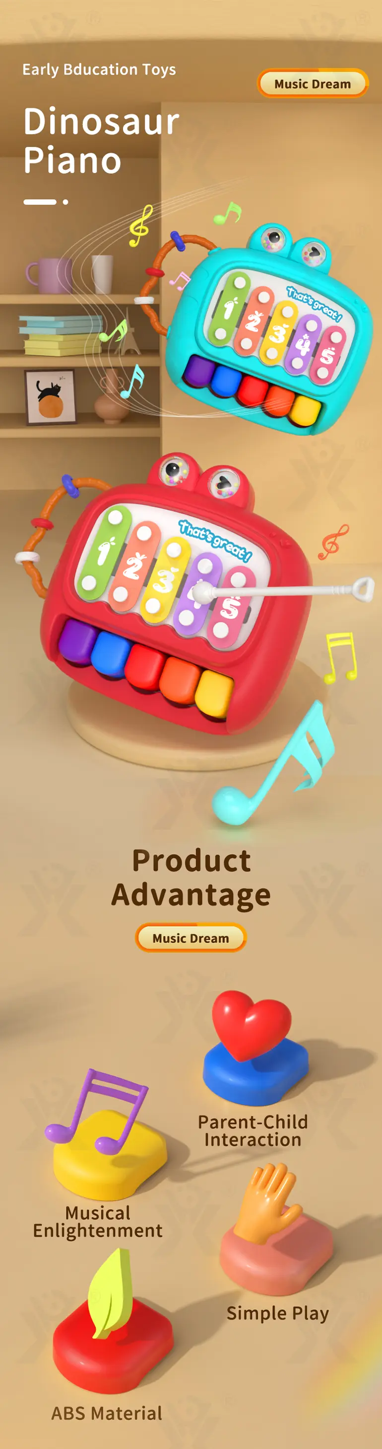 Kids Interactive Xylophone & Piano Toy · TV10650 · detail image 1 of 11