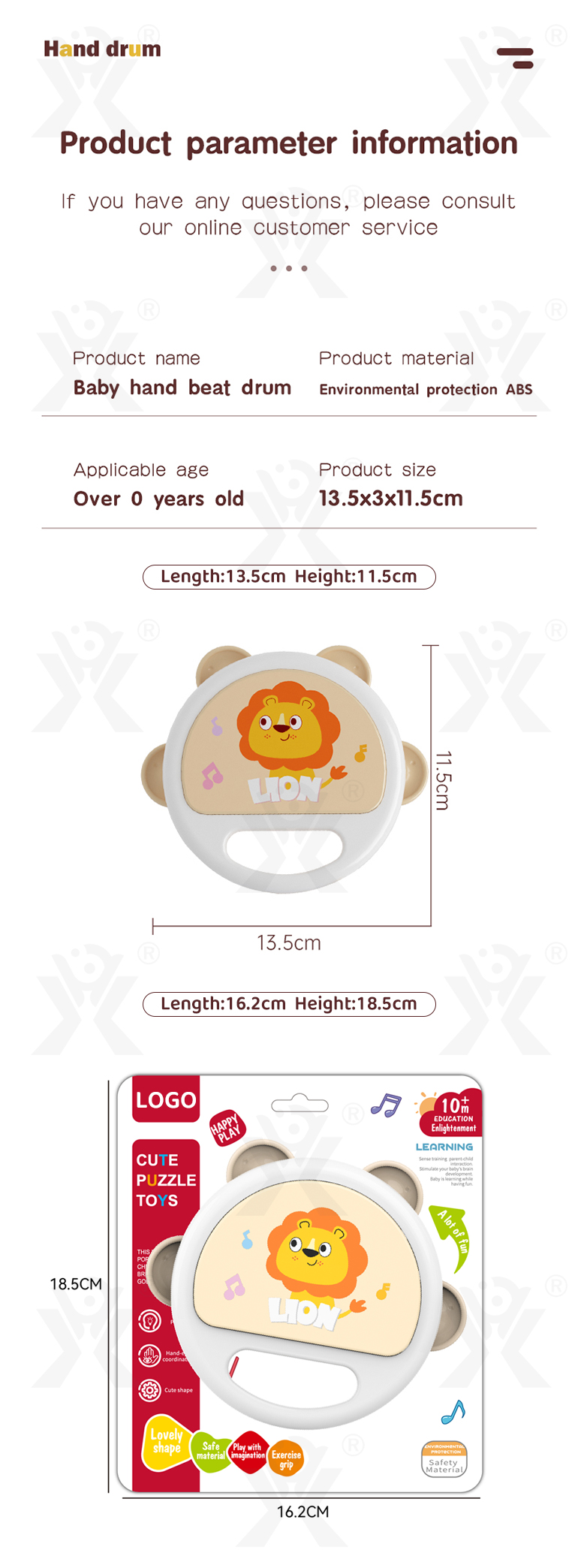 Baby Hand Drum Toy with Shake & Clap Sounds · TV10506 · detail image 8 of 8