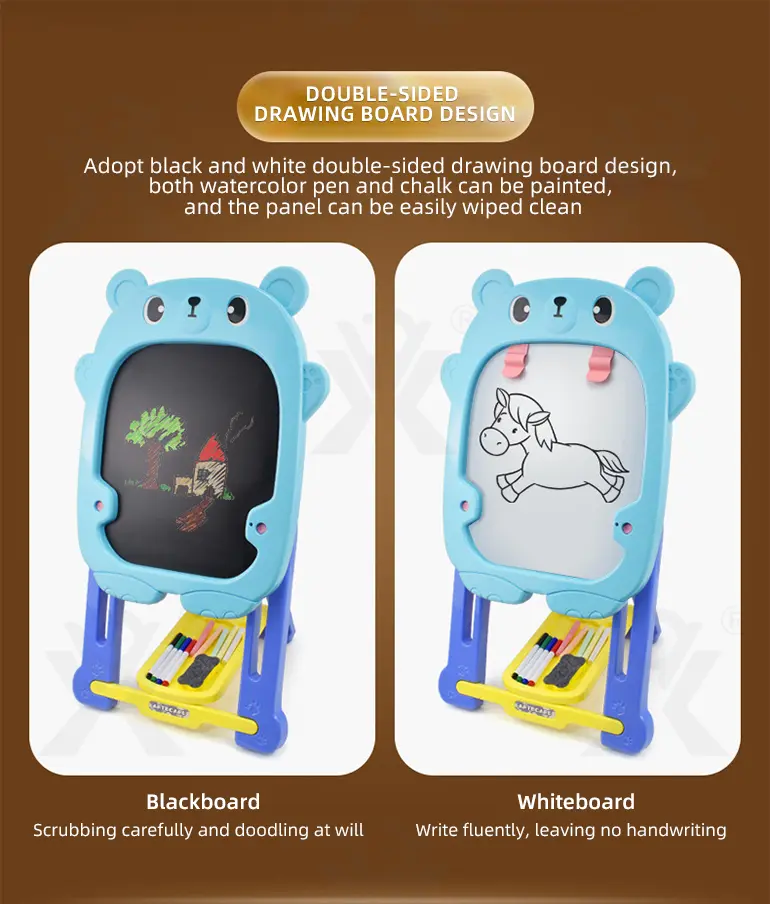 Double-Sided Kids Drawing Board with Adjustable Easel & Storage Tray · TV10625 · detail image 2 of 11