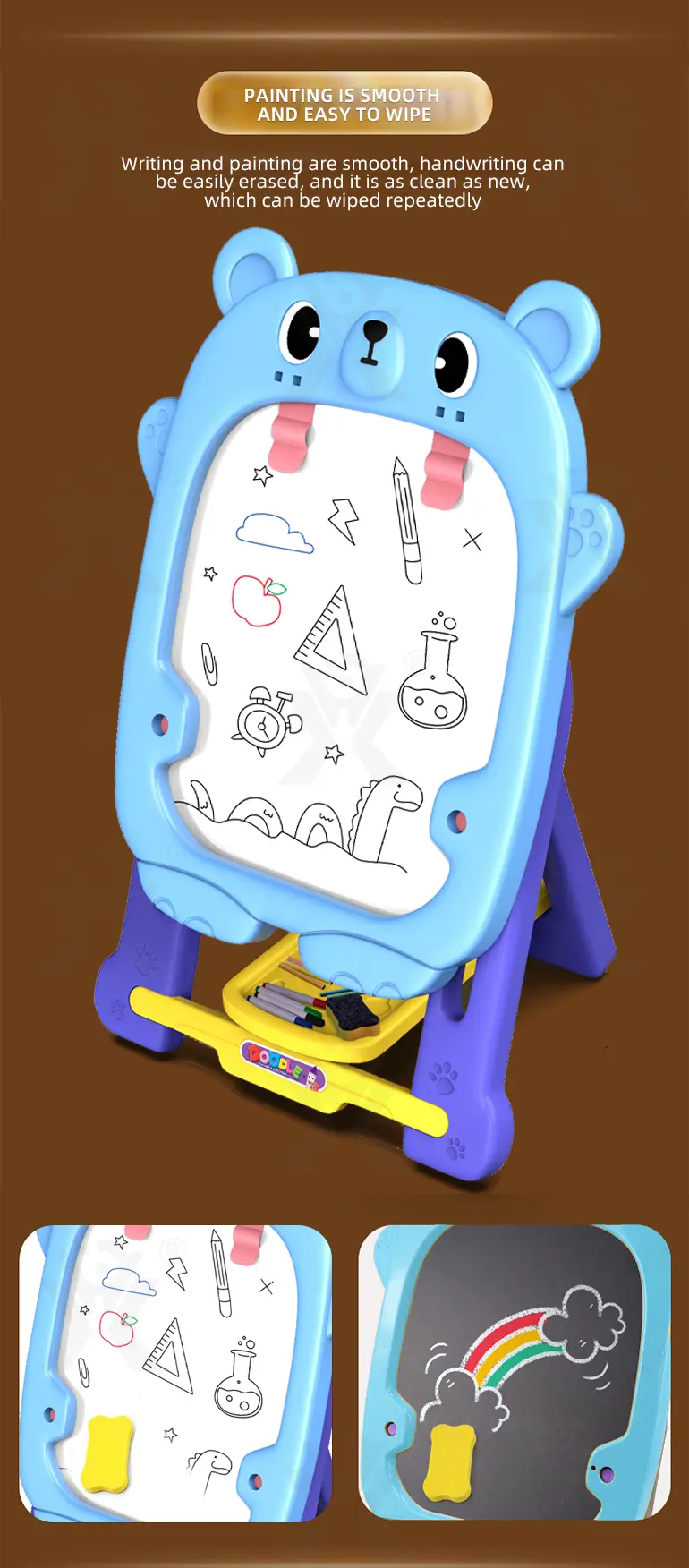Double-Sided Kids Drawing Board with Adjustable Easel & Storage Tray · TV10625 · detail image 5 of 11