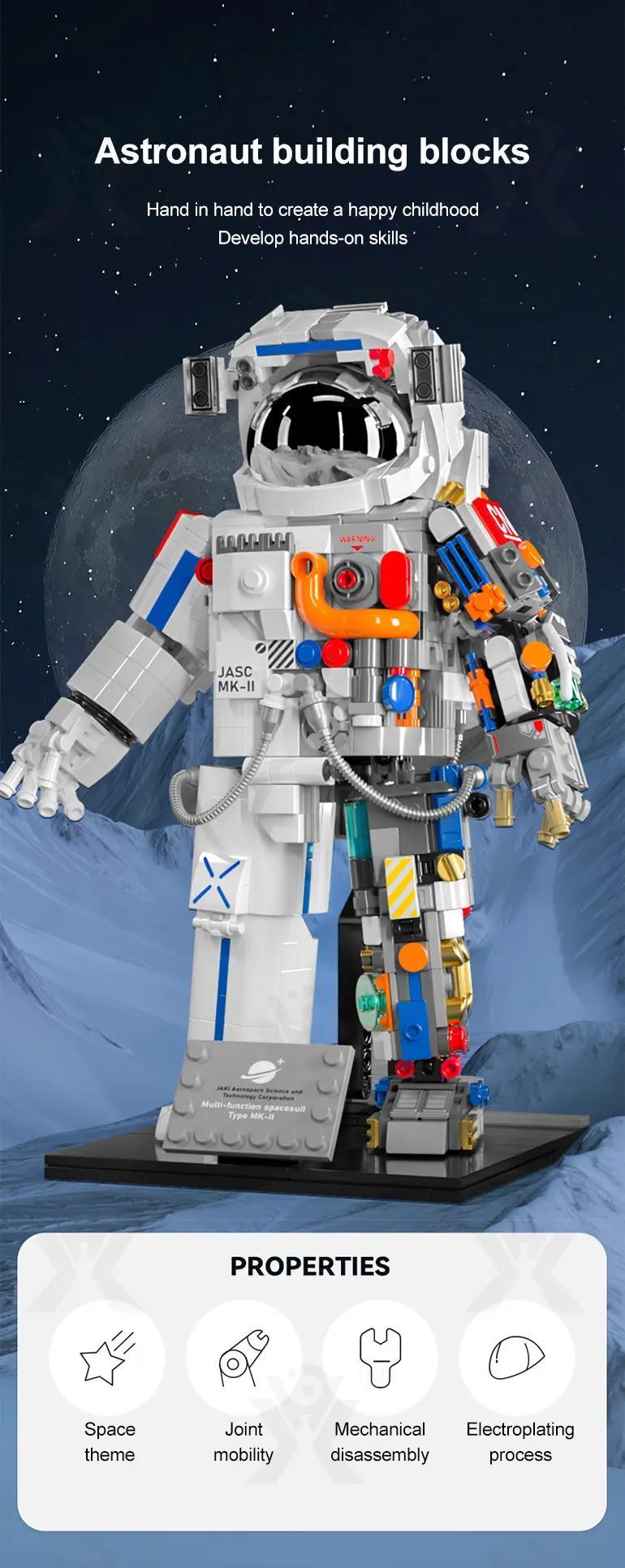 Astronaut Model Toy mit beweglichen Gelenken und galvanisiertem Helm·TV10631·Detailaufnahme 1 von 9