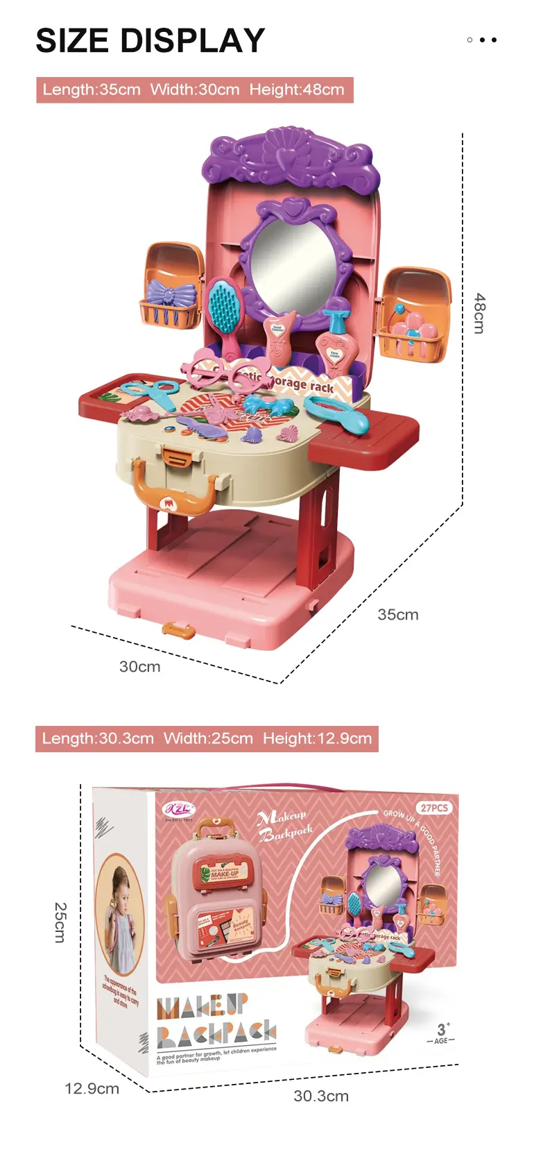 3-in-1 Kids Dresser Backpack with Light & Music for Fun Role Play, Pretend Play Toy · TV10621 · detail image 7 of 7