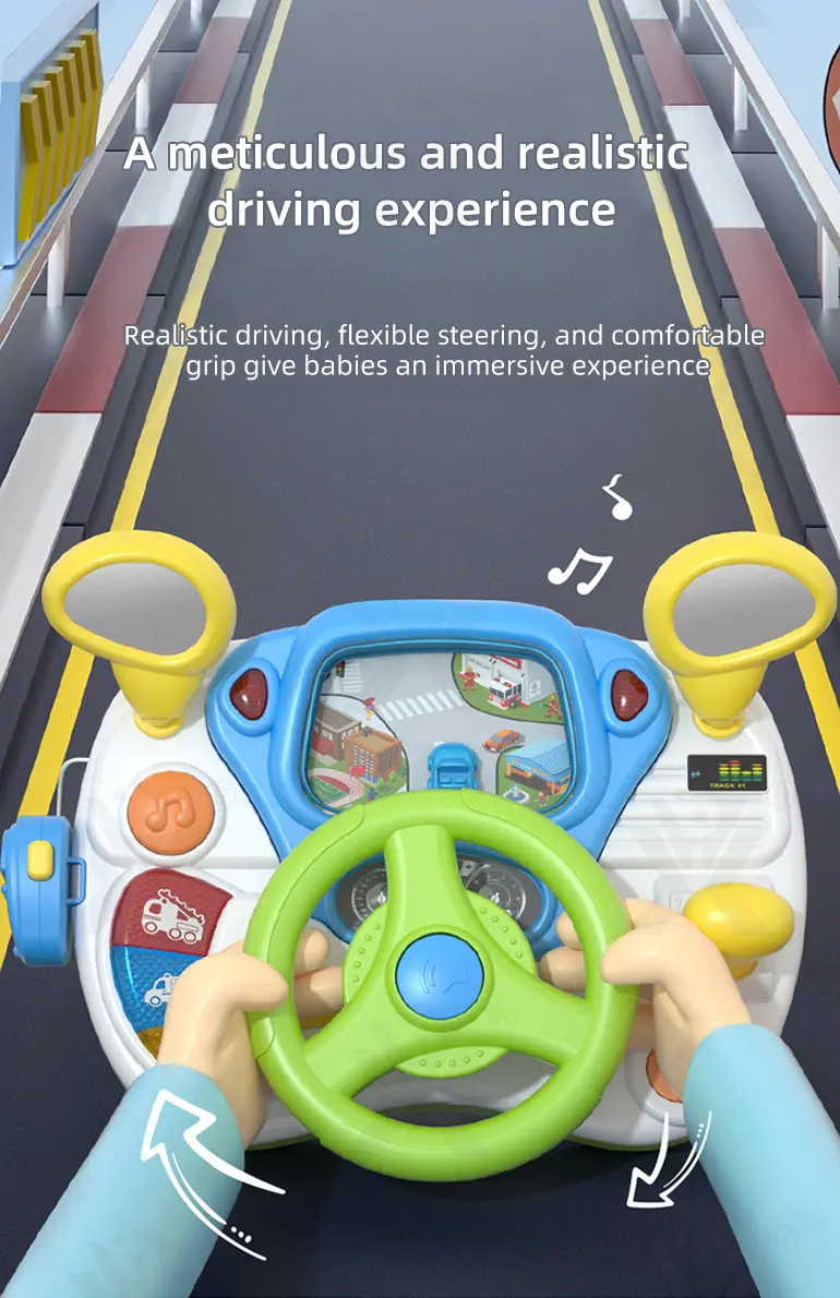 Kids Driving Simulator Toy with Steering Wheel, Gear Shift & Realistic Road Scene · TV10628 · detail image 3 of 11