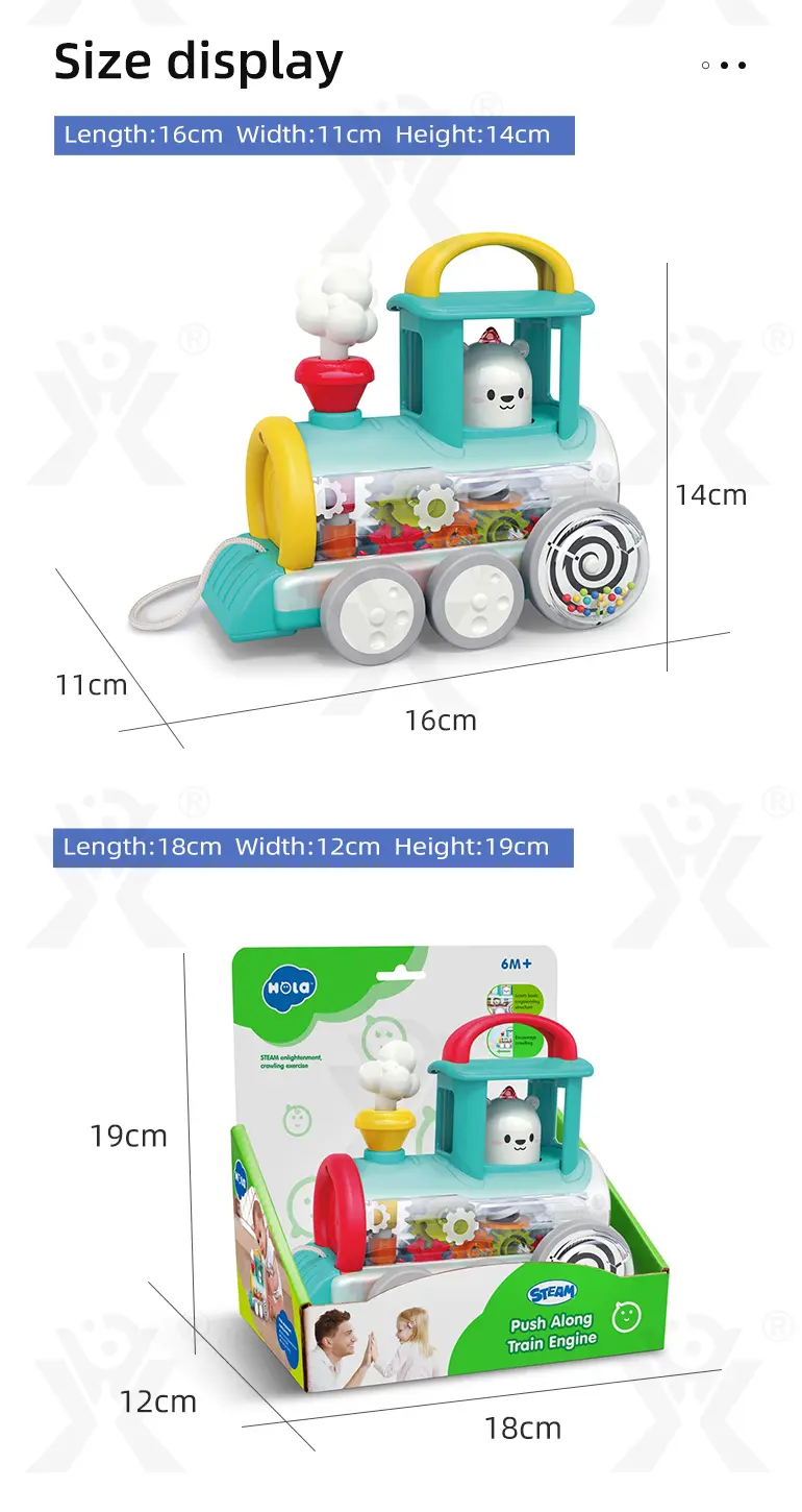Push-Pull Small Train Toy With Smoke, Gears & Rotating Bead · TV10612 · detail image 10 of 10