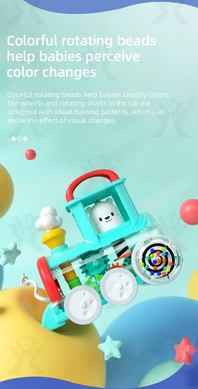 Push-Pull Small Train Toy With Smoke, Gears & Rotating Bead · TV10612 · detail image 3 of 10