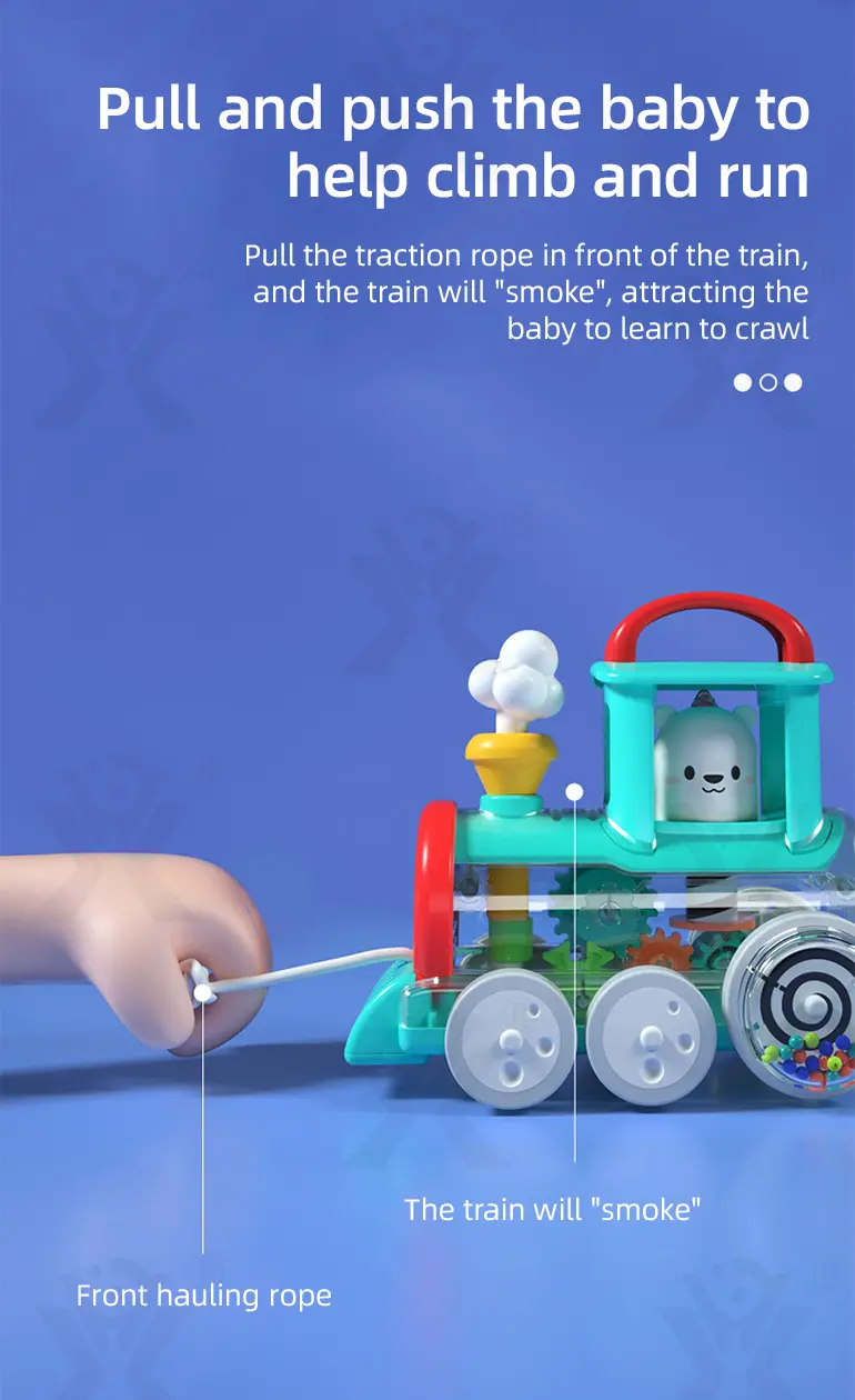 Push-Pull Small Train Toy With Smoke, Gears & Rotating Bead · TV10612 · detail image 4 of 10