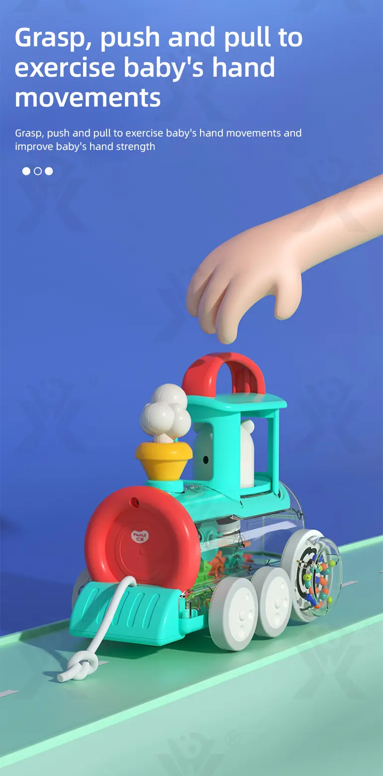 Push-Pull Small Train Toy With Smoke, Gears & Rotating Bead · TV10612 · detail image 5 of 10