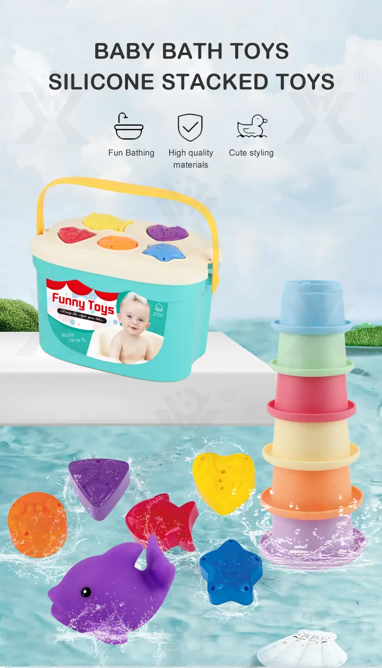 Baby-Bade-Spielzeug Silikon kann gestapelt und mit Lagerung und Form gepaart werden·TV10623·Detailaufnahme 1 von 7