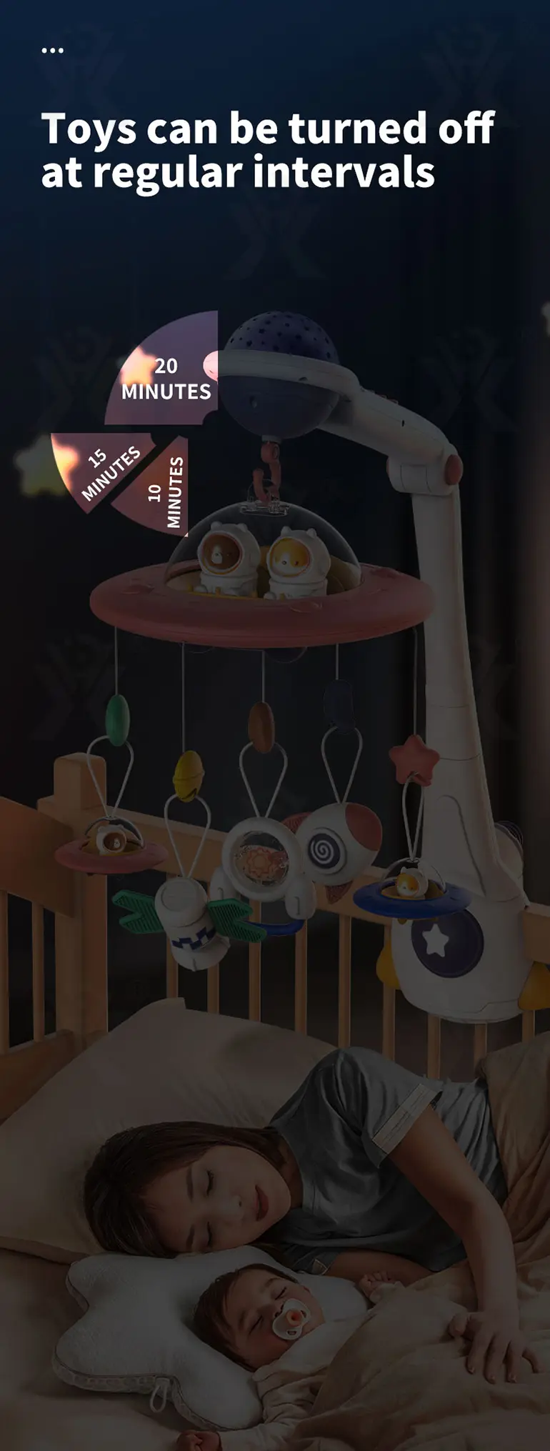 Soothing Space Bed Bell with Star Projection, Music, and Rotating Pendant · TV10618 · detail image 7 of 12