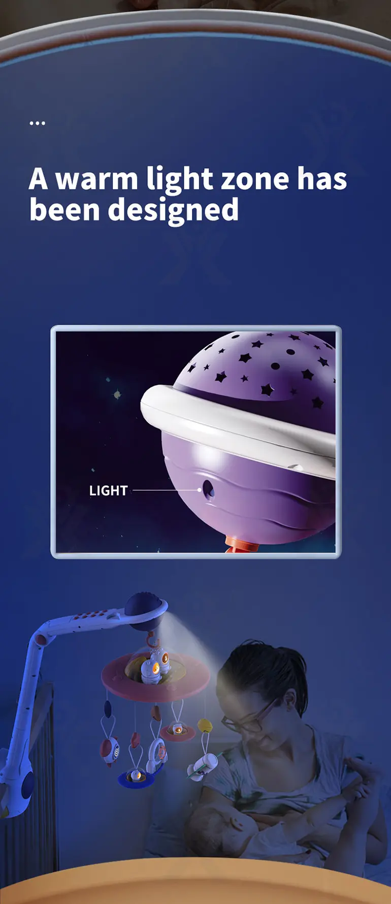 Soothing Space Bed Bell with Star Projection, Music, and Rotating Pendant · TV10618 · detail image 8 of 12