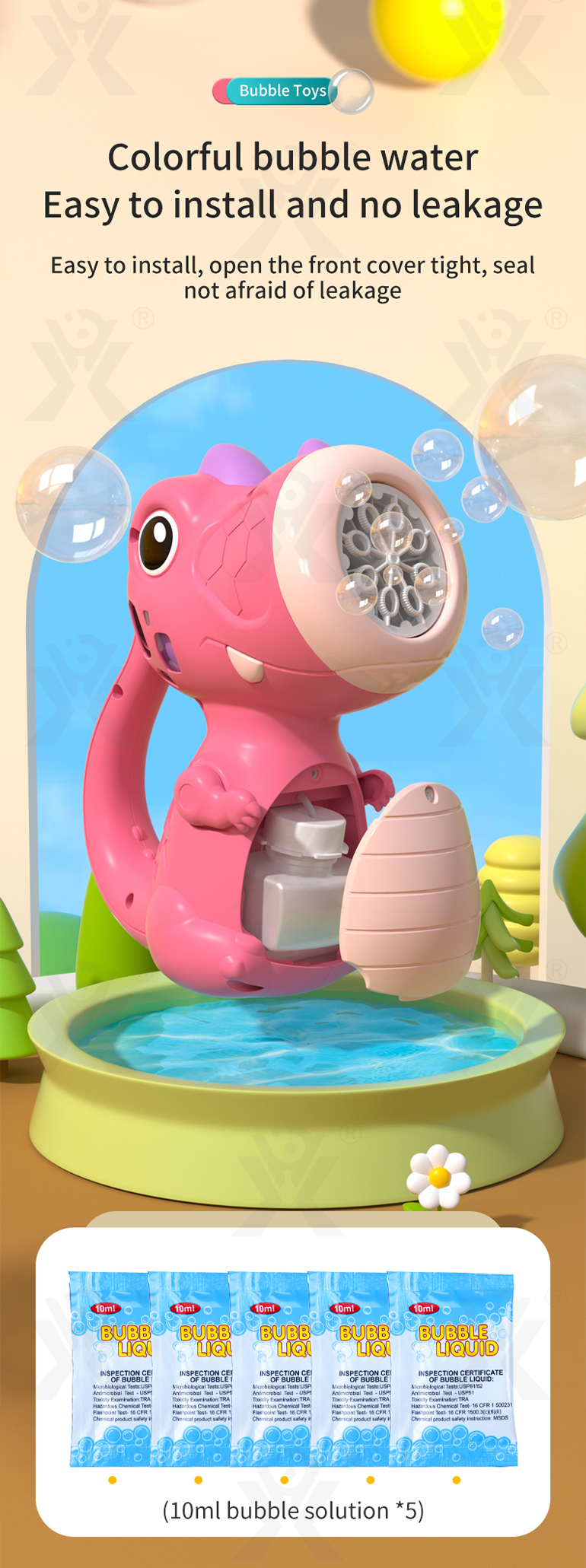 Cute Dinosaur Bubble Machine with Lights & Music · TV10649 · detail image 6 of 10