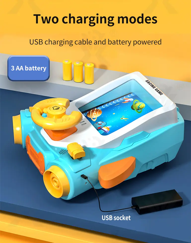 2-in-1 Space Car Game Machine Toy with Lights, Sounds, and Dual Charging Options · TV10614 · detail image 7 of 10