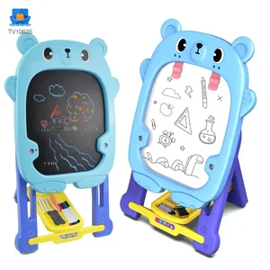 Double-Sided Kids Drawing Board with Adjustable Easel & Storage Tray