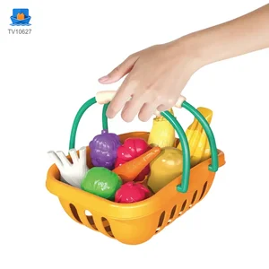 Kids 2-in-1 Shopping Cart Toy with Basket & Play Food Accessories, Role Play, Pretend Play · TV10627 · product photo 3 of 6
