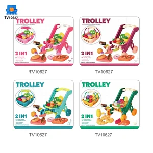 Kids 2-in-1 Shopping Cart Toy with Basket & Play Food Accessories, Role Play, Pretend Play · TV10627 · product photo 5 of 6