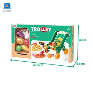 Kids 2-in-1 Shopping Cart Toy with Basket & Play Food Accessories, Role Play, Pretend Play · TV10627 · product photo 6 of 6