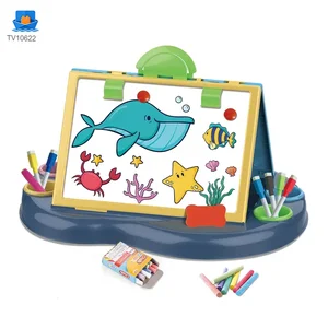 Kids Dual-Sided Painting Table with Chalkboard & Whiteboard