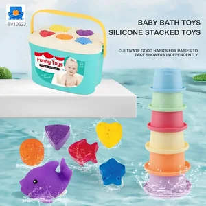 Baby-Bade-Spielzeug Silikon kann gestapelt und mit Lagerung und Form gepaart werden·TV10623·Produktfoto 2 von 7