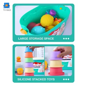 Baby-Bade-Spielzeug Silikon kann gestapelt und mit Lagerung und Form gepaart werden·TV10623·Produktfoto 3 von 7