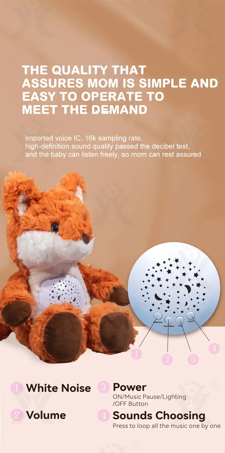 Music Soothes Plush Toy Within Starry Projection, White Noise, Music Loop, Voice IC Detachable For Cleaning · TV10593 · detail image 3 of 8