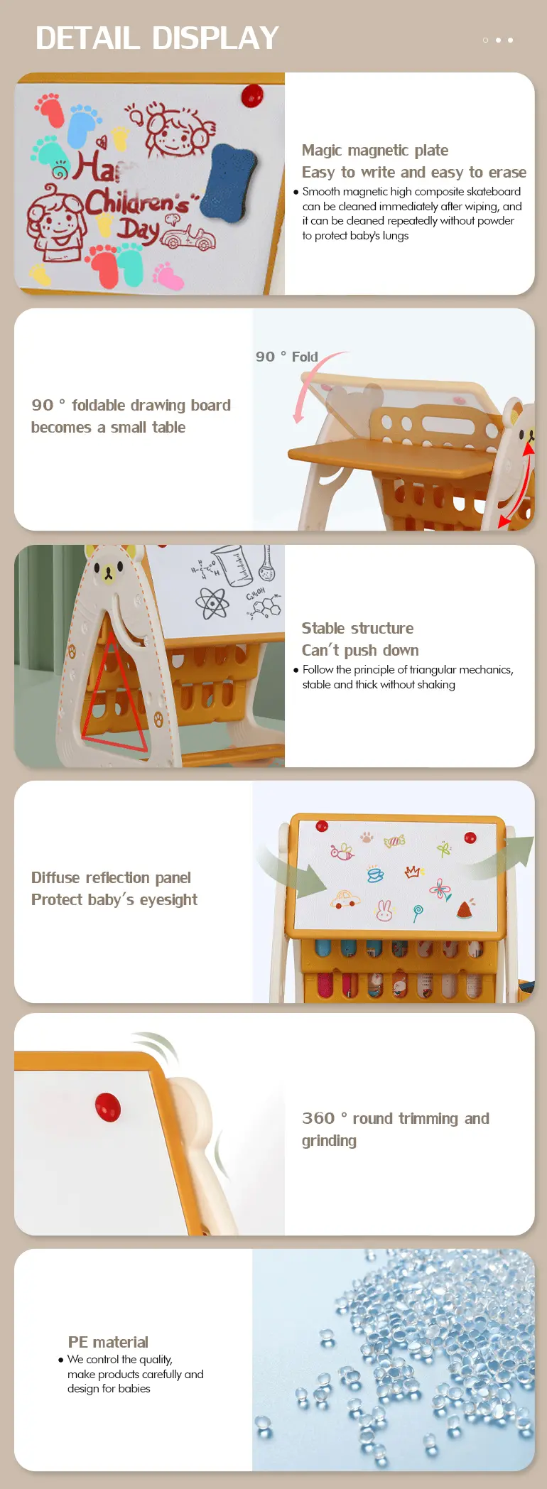3-in-1 mesa de estudio para niños, escritorio, tablero de dibujo y estantería·TV10568·imagen de detalle 3 de 5