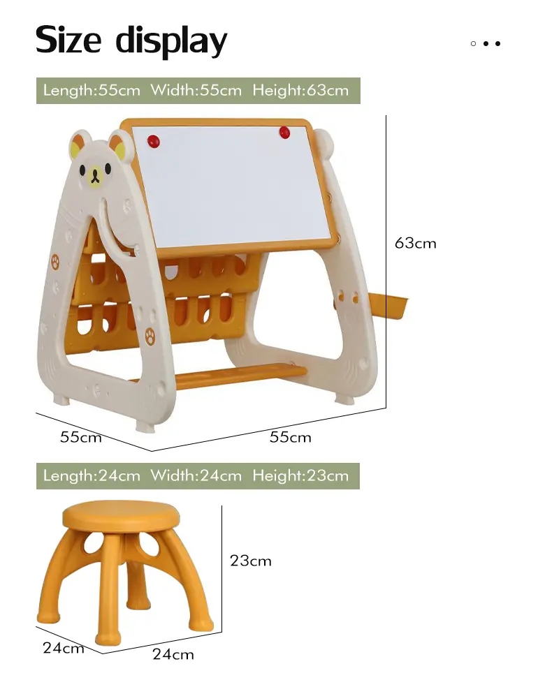 3-in-1 mesa de estudio para niños, escritorio, tablero de dibujo y estantería·TV10568·imagen de detalle 5 de 5