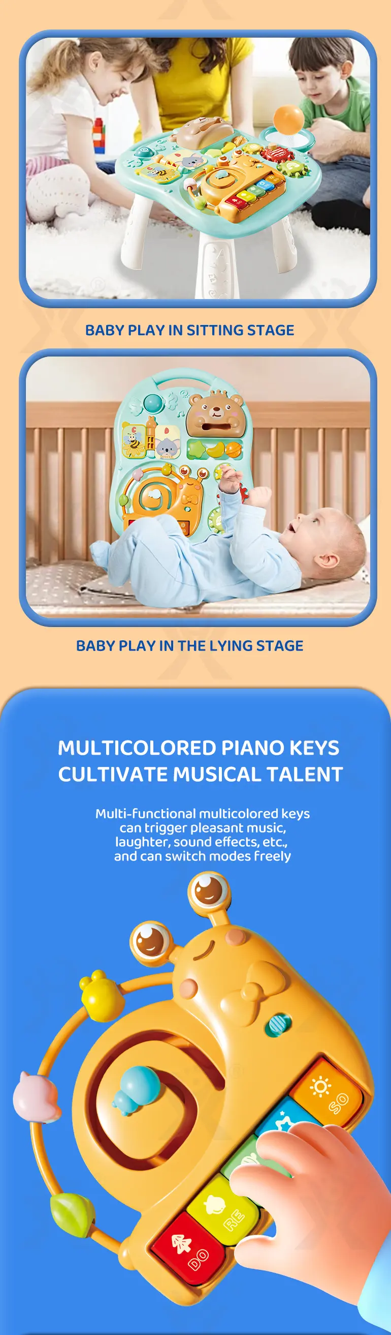 2-in-1 Baby Gaming Table Toy, 8 Activities, Sounds and Lights · TV10578 · detail image 5 of 8